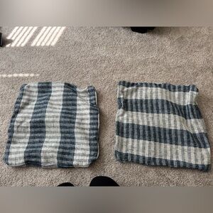 Striped Blue and Cream Cushion Covers (Pair)
